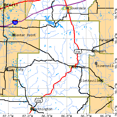 Owen County close-up map