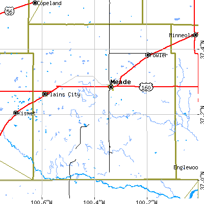 Meade County close-up map