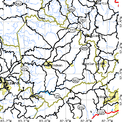 Knott County close-up map