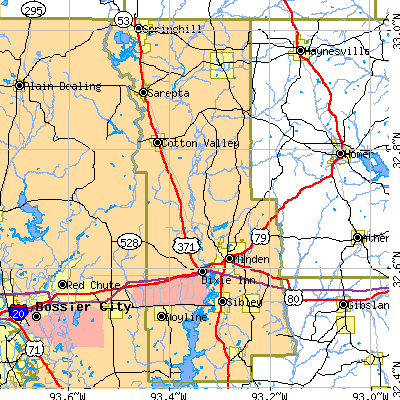 Webster Parish close-up map