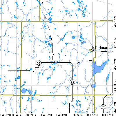 Montmorency County close-up map