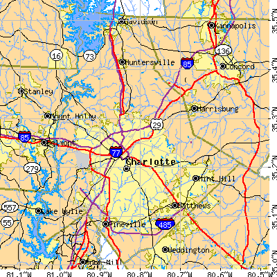 Mecklenburg County close-up map