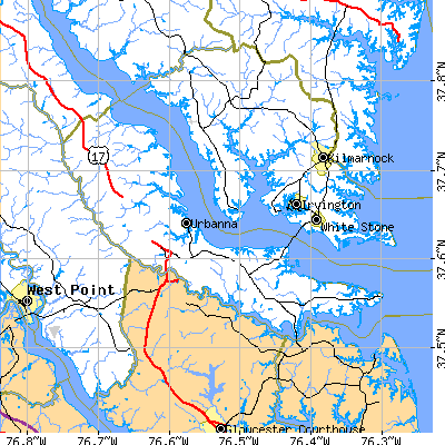 Middlesex County close-up map