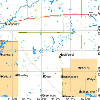 Taylor County close-up map