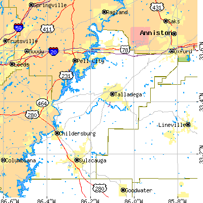 Talladega County close-up map