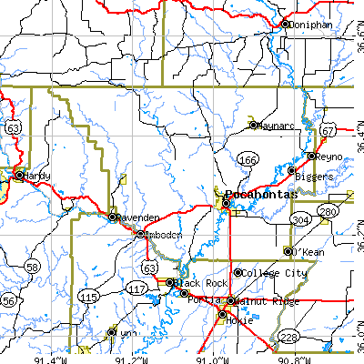 Randolph County close-up map