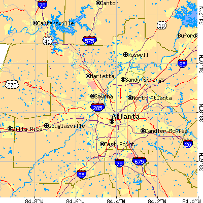 Fulton County close-up map