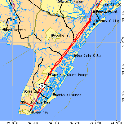 Cape May County close-up map