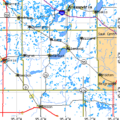 Pope County close-up map