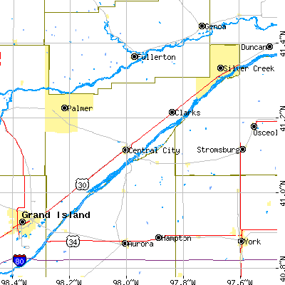 Merrick County close-up map