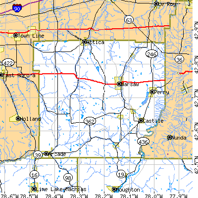 Wyoming County close-up map