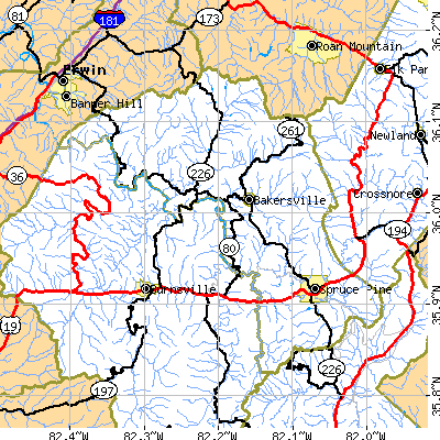 Mitchell County close-up map
