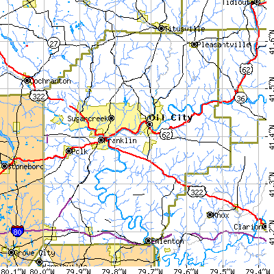 Venango County close-up map