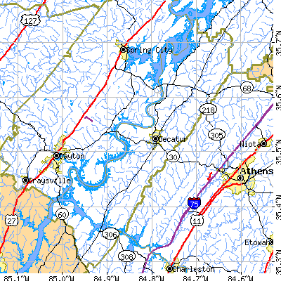 Meigs County close-up map