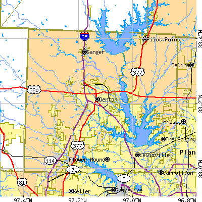 Denton County close-up map