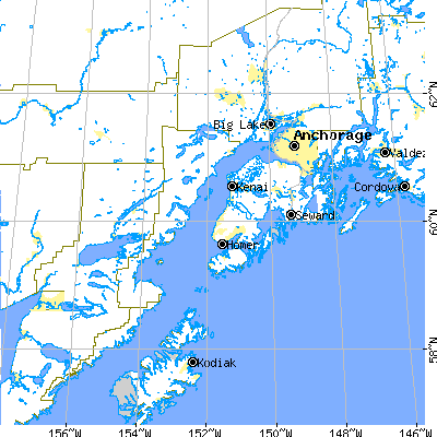 Kenai Peninsula Borough close-up map