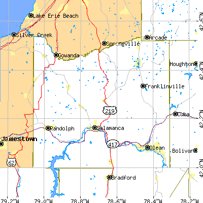 Cattaraugus County close-up map