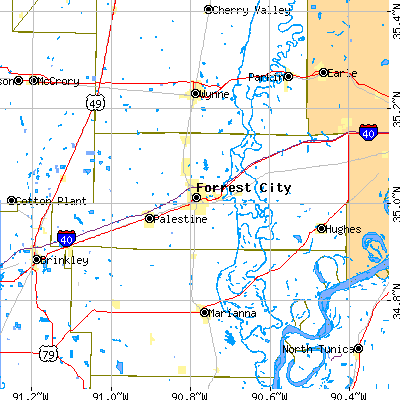 St. Francis County close-up map