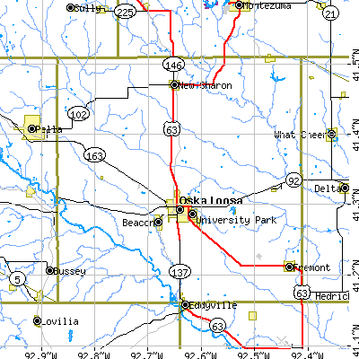 Mahaska County close-up map