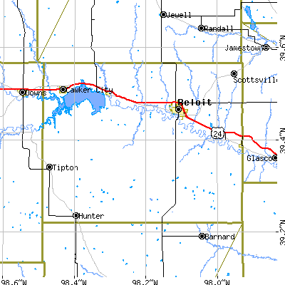 Mitchell County close-up map