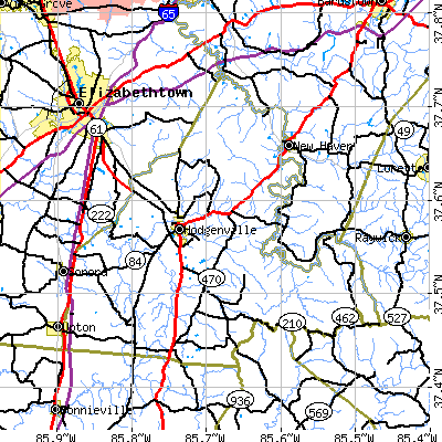Larue County close-up map