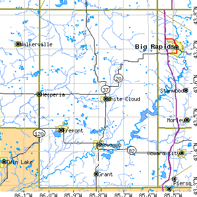 Newaygo County close-up map