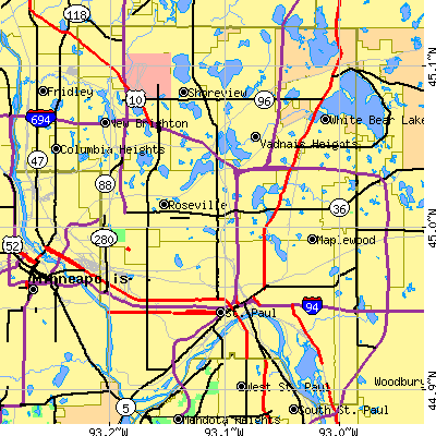 Ramsey County close-up map