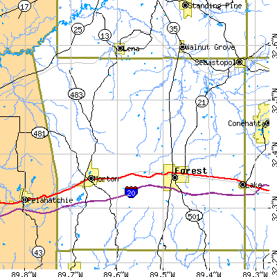 Scott County close-up map