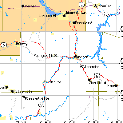 Warren County close-up map