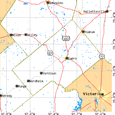 DeWitt County close-up map