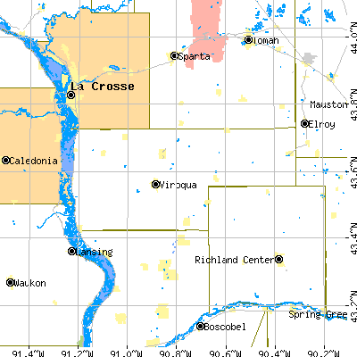 Vernon County close-up map
