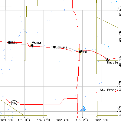 Yuma County close-up map