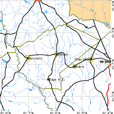 Glascock County close-up map