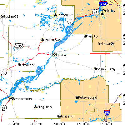 Mason County close-up map