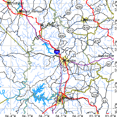 Laurel County close-up map
