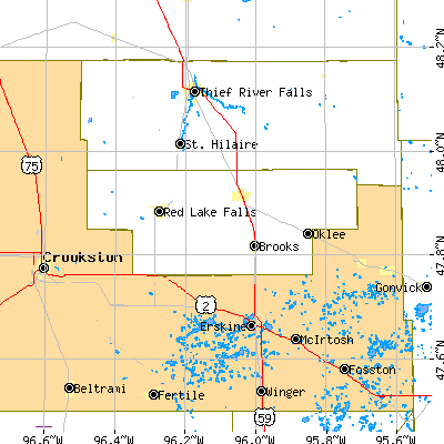 Red Lake County close-up map