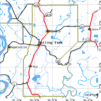 Sharkey County close-up map