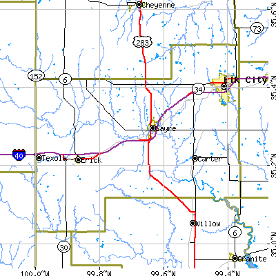 Beckham County close-up map