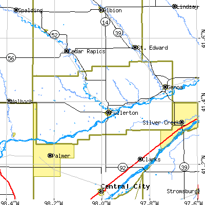 Nance County close-up map