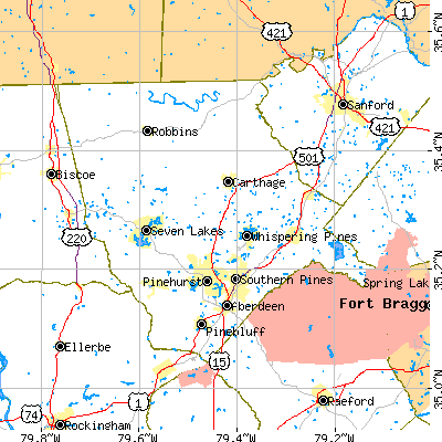 Moore County close-up map