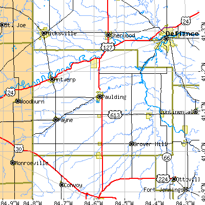 Paulding County close-up map