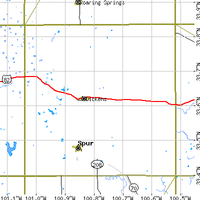 Dickens County close-up map