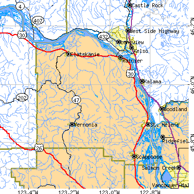 Columbia County close-up map