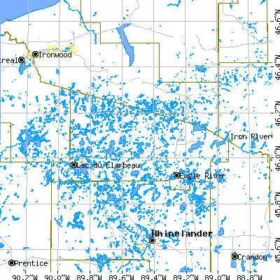 Vilas County close-up map