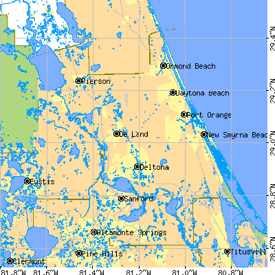 Volusia County close-up map