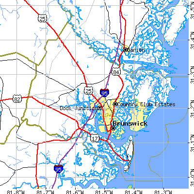 Glynn County close-up map
