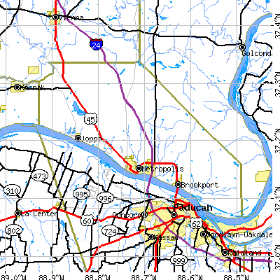 Massac County close-up map