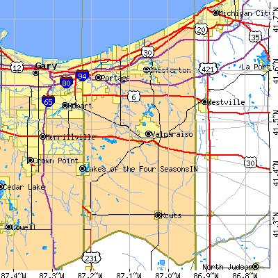 Porter County close-up map