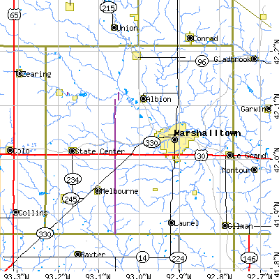 Marshall County close-up map