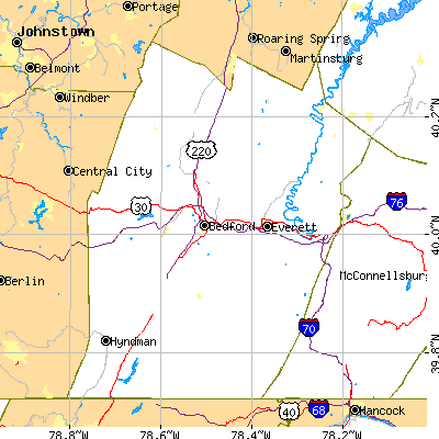 Bedford County close-up map